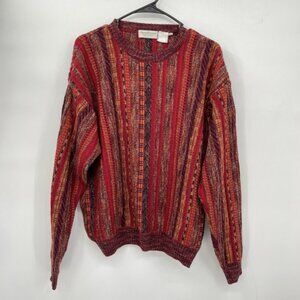 Norm Thompson Sweater Men Vintage M 3D Biggie Style Colorful Crew‎ Neck